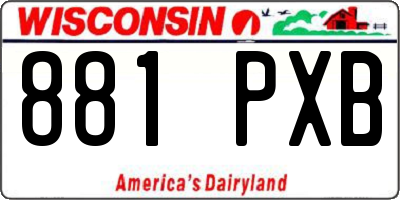 WI license plate 881PXB