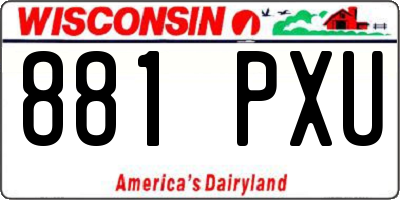 WI license plate 881PXU