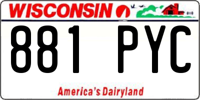 WI license plate 881PYC