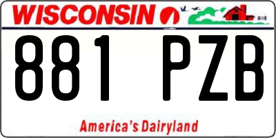 WI license plate 881PZB