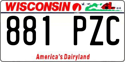 WI license plate 881PZC