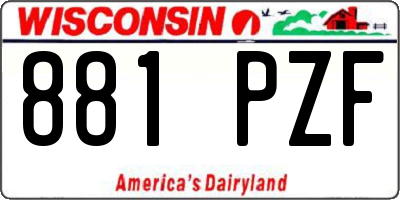 WI license plate 881PZF