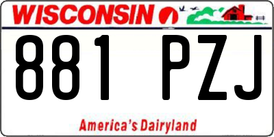 WI license plate 881PZJ