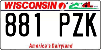 WI license plate 881PZK