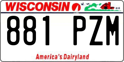 WI license plate 881PZM