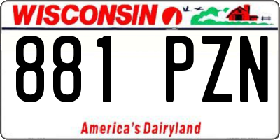 WI license plate 881PZN