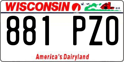 WI license plate 881PZO