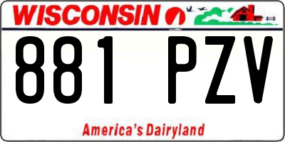 WI license plate 881PZV