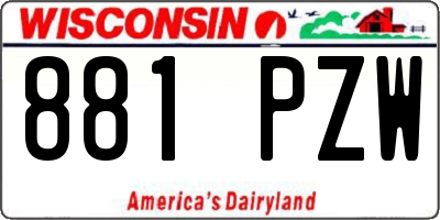 WI license plate 881PZW