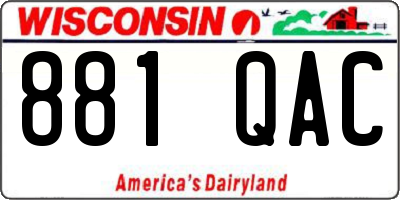 WI license plate 881QAC