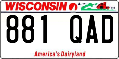 WI license plate 881QAD