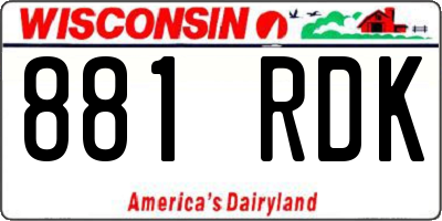 WI license plate 881RDK