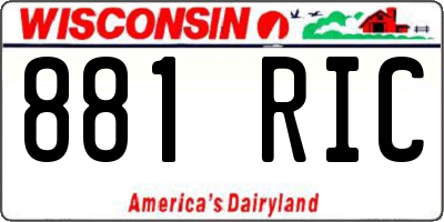 WI license plate 881RIC