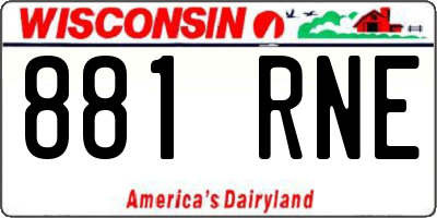 WI license plate 881RNE