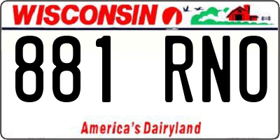WI license plate 881RNO
