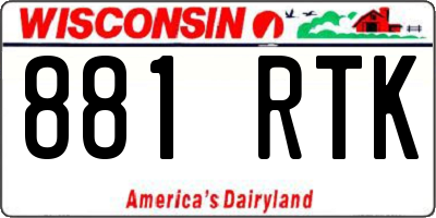 WI license plate 881RTK