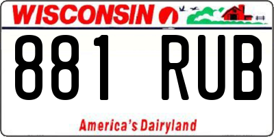 WI license plate 881RUB