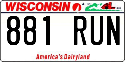 WI license plate 881RUN