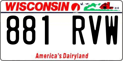 WI license plate 881RVW