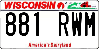 WI license plate 881RWM