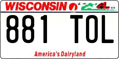 WI license plate 881TOL