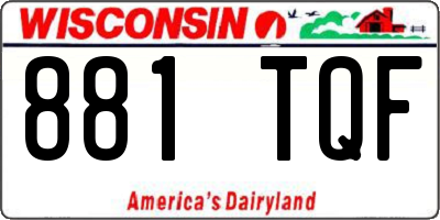 WI license plate 881TQF