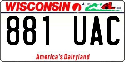 WI license plate 881UAC