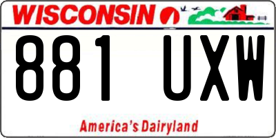WI license plate 881UXW