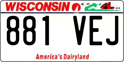 WI license plate 881VEJ