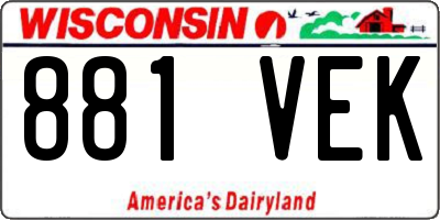 WI license plate 881VEK