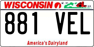 WI license plate 881VEL