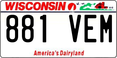 WI license plate 881VEM