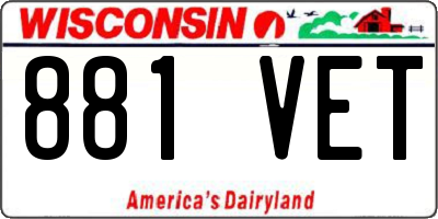 WI license plate 881VET