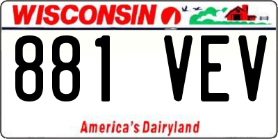 WI license plate 881VEV