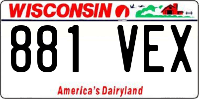 WI license plate 881VEX