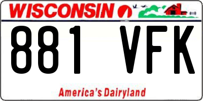 WI license plate 881VFK