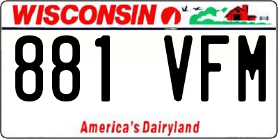 WI license plate 881VFM
