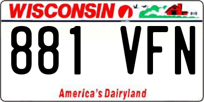 WI license plate 881VFN