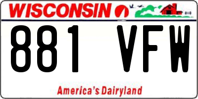 WI license plate 881VFW
