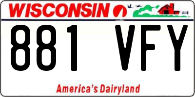 WI license plate 881VFY