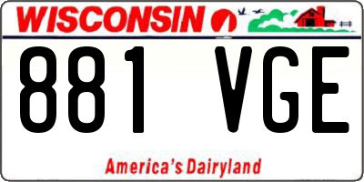 WI license plate 881VGE