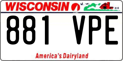 WI license plate 881VPE