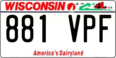 WI license plate 881VPF
