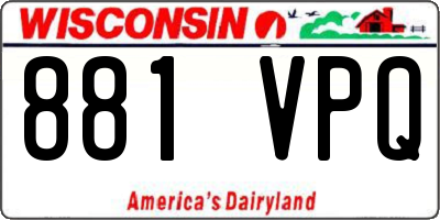 WI license plate 881VPQ