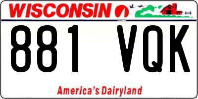 WI license plate 881VQK
