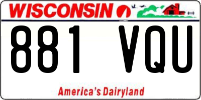 WI license plate 881VQU