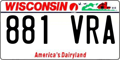 WI license plate 881VRA
