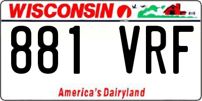 WI license plate 881VRF