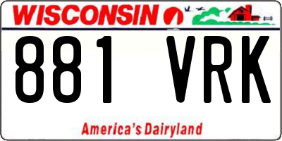 WI license plate 881VRK