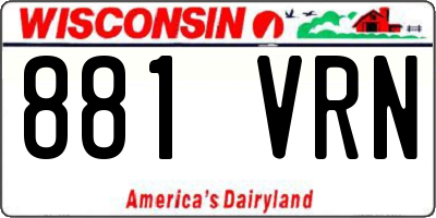 WI license plate 881VRN